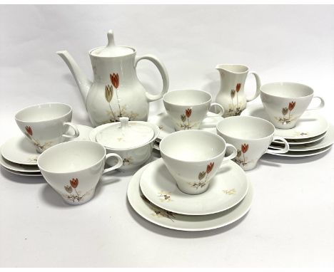 A Thomas German mid-century twenty two piece coffee service complete with coffee pot, sugar basin and cover, milk jug, six cu