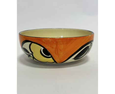 A Myott &amp; Son handpainted Deco style bowl with stylised leaf and flower design, (h 6.5cm x d 17cm)
