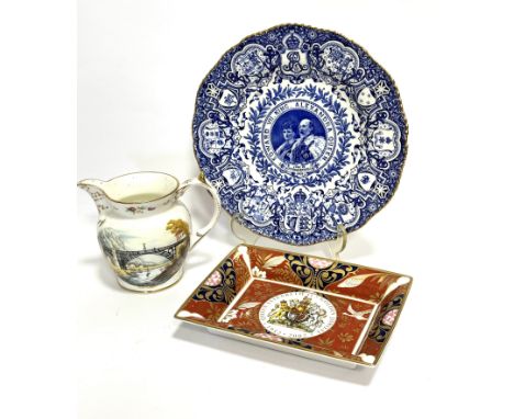 A collection of commemorative ware including a Coalport commemorative plate depicting Edward VII and Queen Alexandra coronati
