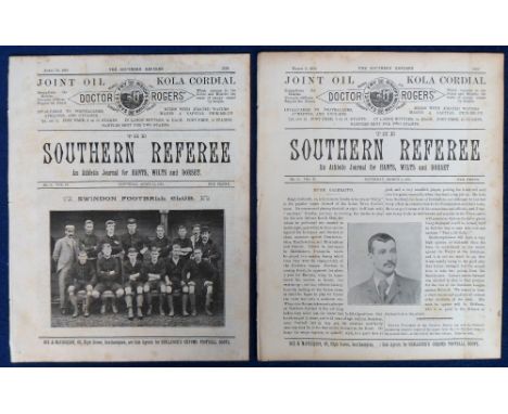 Football magazines, The Southern Referee, An Athletic Journal for Hants, Wilts &amp; Dorset, two issues, one dated, 2 Mar 189