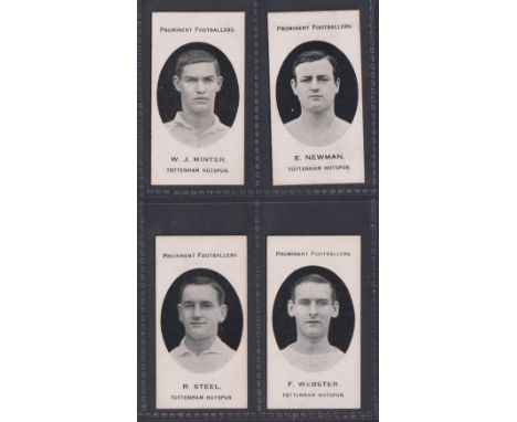 Cigarette cards, Taddy, Prominent Footballers (London Mixture), Tottenham Hotspur, 4 cards, W.J. Minter, E. Newman, R. Steel 
