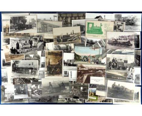 Transportation, Rail, 200+ b/w postcard sized photos and postcards featuring turntables, railway notices, signal boxes, model