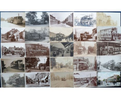 Postcards, Trams, a good collection of approx. 110 cards, all featuring trams. RPs include Alum Rock Rd tram terminus North B