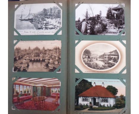 Postcards, a UK topographical and subject mix of approx. 540 cards in 2 vintage albums. Mainly general topographical, mostly 