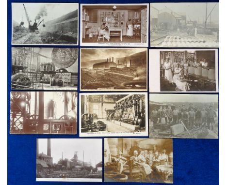 Postcards, Workers and Workplaces, 11 cards to include 1932 Opening Out of the Tunnel at Crofton Worcs, The Engine Room at Th