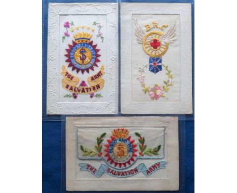 Postcards, Silks, 3 embroidered silks of Independent Organisations. Includes Salvation Army (2), with horizontal card with 'B