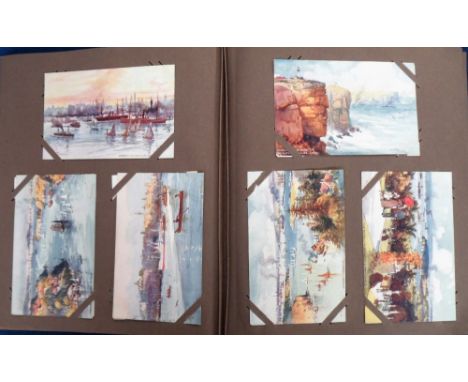 Postcards, a UK topographical and subject mix of approx. 340 cards in vintage album inc. Royalty (UK), naval and patriotic, s