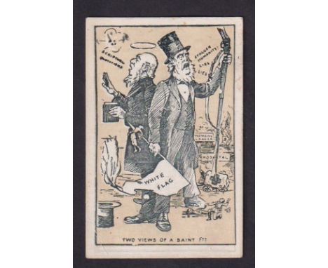 Cigarette card, Churchman's, Boer War Cartoons, type card, 'Two Views of a Saint' (back slightly stained, light surface creas