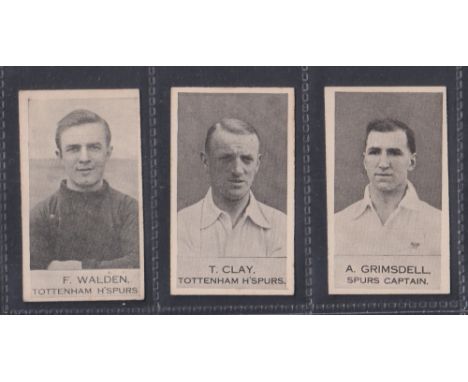 Trade cards, Anon (Clarnico / Poppleton), Footballers, Tottenham, three cards, F. Walden, T. Clay & A. Grimsdell (gd) (3)