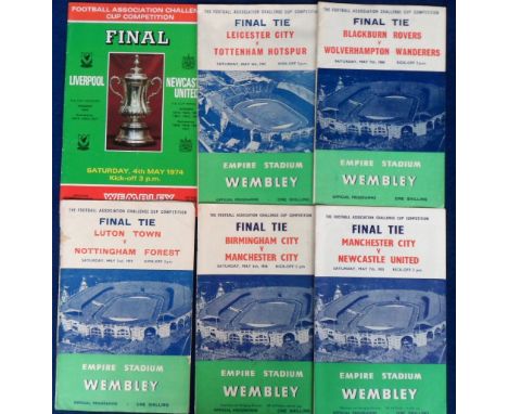 Football programmes, 6 FAC Final programmes, Man City v Newcastle 1955, Birmingham v Man City 1956, Luton v Nottingham Forest