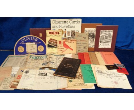 Cartophilic literature, tobacco advertising etc, selection of items inc. Franklyn, Davey & Co prices booklet 1898, Wm. Clarke