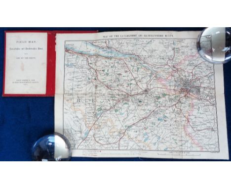 Ephemera, Fox Hunting, Renfrewshire Hunt Map, an 1875 red leather bound map with gilt lettering to the front containing a lin