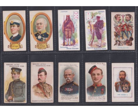 Cigarette cards, a collection of 10 scarce Military type cards, Player's, England's Naval Heroes (descriptive, wide 2), Mearb