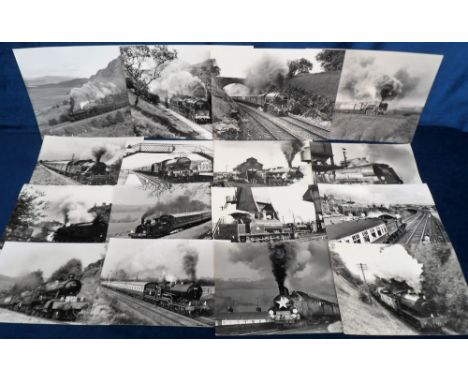 Transportation, Rail, Photographs, 200+ b/w large format images showing a selection of steam locomotives to include Flying Sc