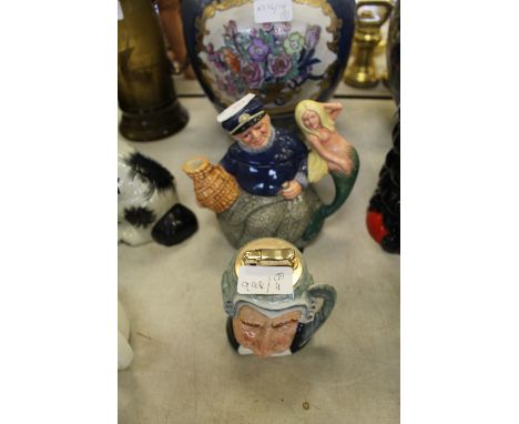 Royal Doulton Old Salt teapot and Royal Doulton The Lawyer cigarette lighter