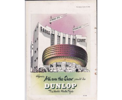 Dunlop 1951-Earls Court colour full page advertisement -'All over the show Dunlop stand 213 8" x 12" approx.