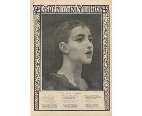 Christmas Number 1885-Illustrated London News-'A Hymn For Christmas'-full black and white print-beautiful 12" x 16" approx.
