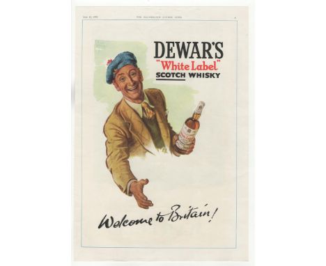 Dewars White Label Scotch Whisky 1951-full page colour advertisement-very good 10" x 15"