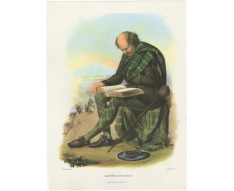 Ackerman Vintage colour print-Clan Campbell of Argyle R.R Mc Ian, Printer L Dickinson Litho 11" x 15" approx.