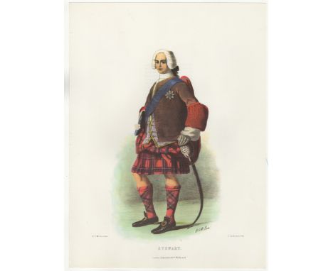 Ackerman Vintage colour print-Clan Stewart' R.R Mc Ian, printer L.Dickinson Litho 11" x 15" approx.