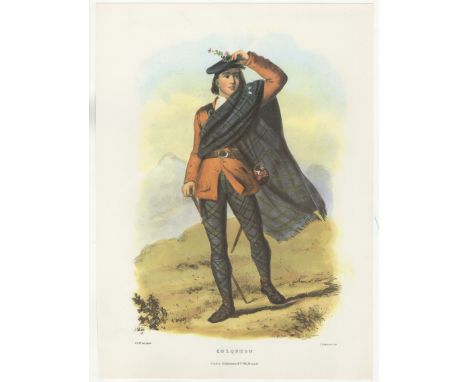 Ackerman Vintage colour print-'Clan Colquhon' R.R.Mc Ian-printer L.Dickinson Lith-11" x 15" approx.