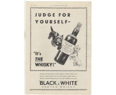 Black &amp; White Scotch Whisky 1936-full page advertisement-black and white-very fine 10" x 14" approx.