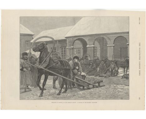 Siberia 1891-full page black and white print-'Sketches in Siberia' by Julius Price (Special Artist) A corner of the market Ye