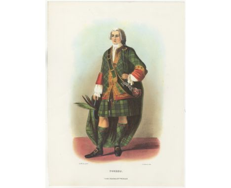 Ackerman Vintage Colour print 'Clan Forbes' R.R.McIan-printer L.Dickinson Lith 11" x 15"