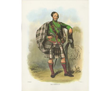 Ackerman Vintage colour print-Clan Macpherson R.R Mc Ian-printer L.Dickinson Litho 11" x 15" approx.