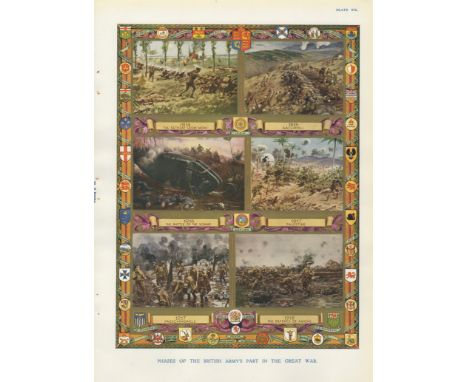 Army colour print 1935-Phases of the British Army's part in the Great War-superb (10" x 122.1/2" approx.)