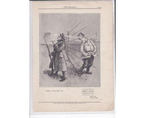Cavender's Army Club Cigarette 1905-full page black and white advertisement-'Kultur of the Right Sort'-9.1/2" x 11.1/2" appro