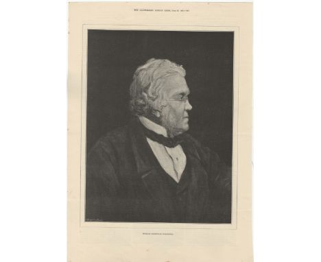 Thackeray 1891-full page black and white print-William Makepeace Thackeray by H.P.Jackson 12" x 16" approx.