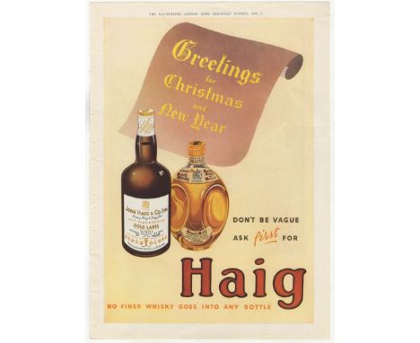Haig Whisky 1948-full page colour advertisement-'Don't be vague-ask first for Haig Christmas and New Year Greeting-10" x 14"