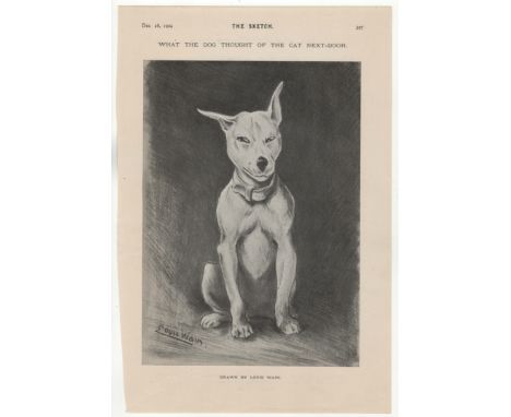 Louis Wain 1904-Full page print 'What The Dog Thought Of The Cat Next Door'-very fine