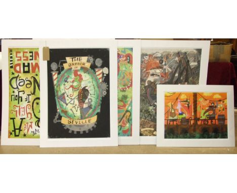 Jack Robert Viant 'The Barber of Seville', a limited-edition print, 57 x 82cm, signed in pencil, 1/25 and five others, togeth