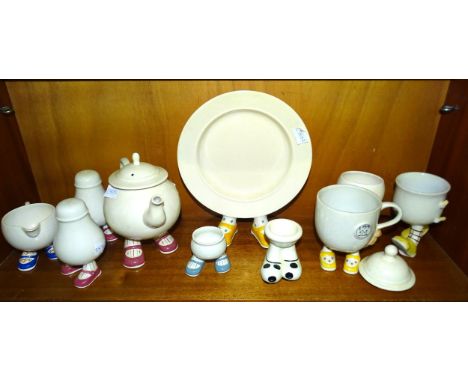 A collection of Carltonware novelty tea ware with feet, (some damages). 