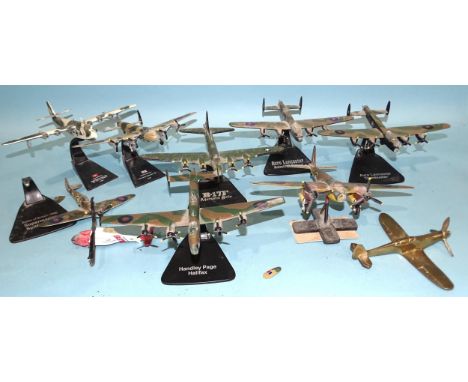 Five Atlas diecast WWI planes, other aircraft, a cast iron train set, a boxed Matchbox Seakings Harbour play set, a battery p