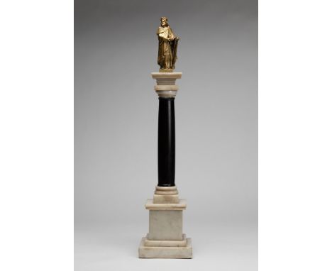 Grand-Tour-Säule mit König David Venetien, 18. Jh. Über Postament geschwärzte Säule, als Bekrönung kleine Bronzeskulptur des 