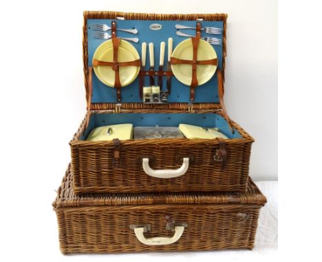 BREXTON WICKER PICNIC HAMPERfitted with plates, cups and saucers, thermos flask, cutlery and food containers for four, togeth