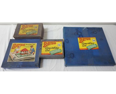VINTAGE BAYKO BUILDING SETwith original instructions, boxed, together with Bayko three boxed set Converting Set with original