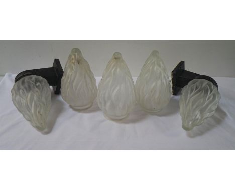 NINETEEN SHAPED AND FROSTED LIGHT SHADESsome with wall sconces 