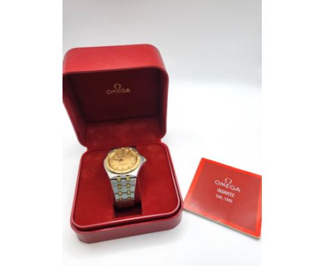 An Omega Seamaster stainless steel wristwatch, the circular gilt dial signed Omega Seamaster 120M, Quartz with centre sweep s