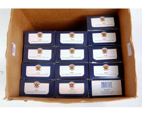 13 Bachmann LMS coaches, including 6 composites, 5 brake 3rd, and 2 parcel vans (M,BNM)