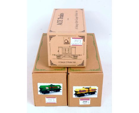 Darstaed bogie Esso tanker with another Castrol and an Ace brake van - requires assembling