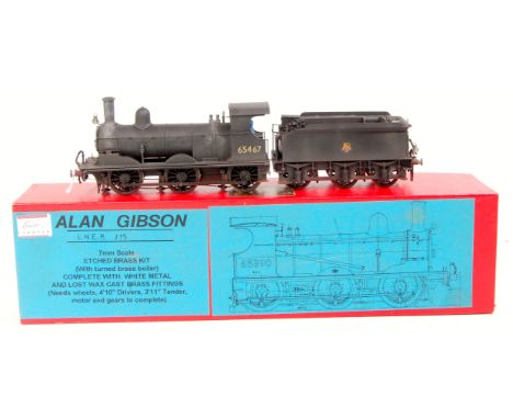 Alan Gibson brass kit built finescale 2 rail BR weathered black J15 0-6-0 No. 65467 with tender believed to have DCC chip fit
