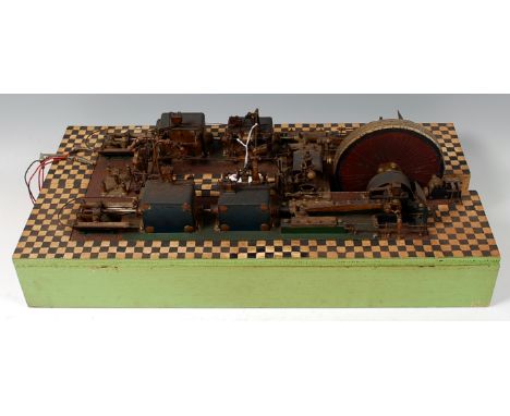 Scratch built model of a Corless double tandem mill engine made from metal, wood, card, brass and tin, appears to work to dem