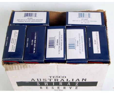 7 Bachmann sets of 3 14 ton tank wagons, all different, including Esso, BP, Tarmac, National Benzole and Berry Wiggins (M,BNM