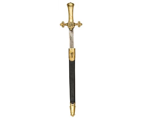 An 1895 Drummers Mark II sword,  blade 13½”, brass hilt, the ornamental crossguard with VR cypher, plain grip and pommel, the