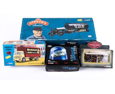 A quantity of various Corgi. ERF KV Box Lorry – Moorhouses Jam. AEC Routemaster – Shilibeer. Daimler Ambulance – Nottingham. 