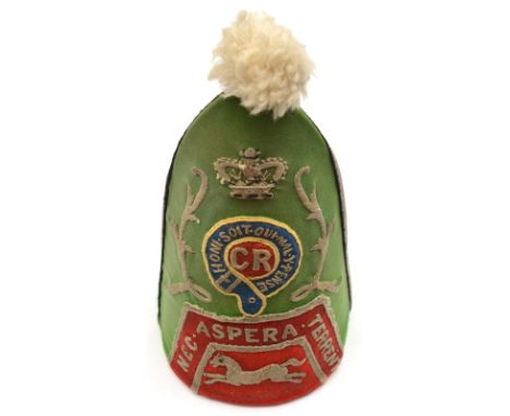 A fully professionally restored mitre cap of the Grenadier Company, The Queen’s Own Regiment of Foot, 1727-1743, of pale gree